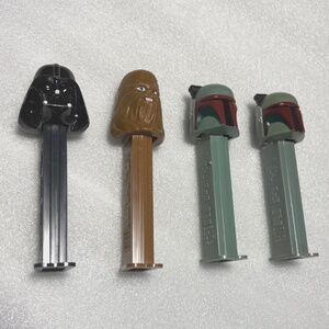 STAR WARS Pez Dispenser Lot of 4 Toys Darth Vader/Chewbacca/Boba Fett